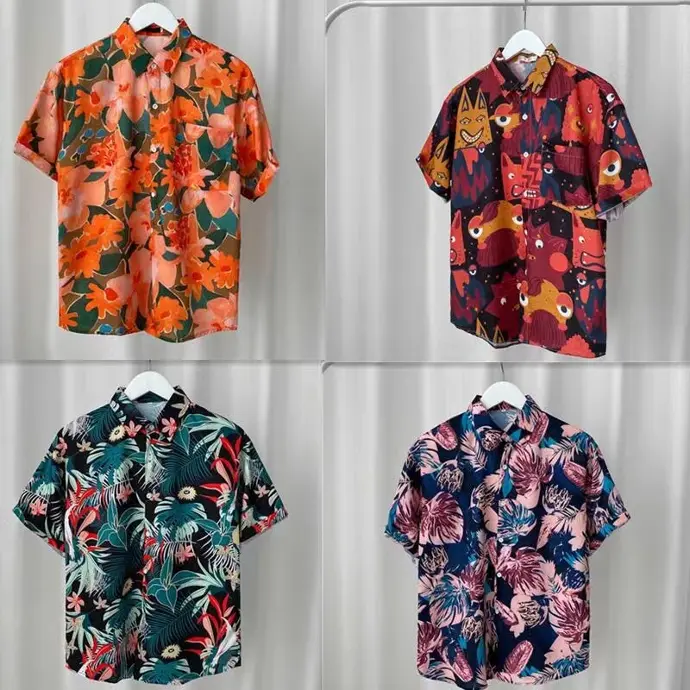 Chemise de fleurs de plage pour hommes à manches courtes rétro style Hong Kong vacances Hawaiian loose sunscreen ins jacket