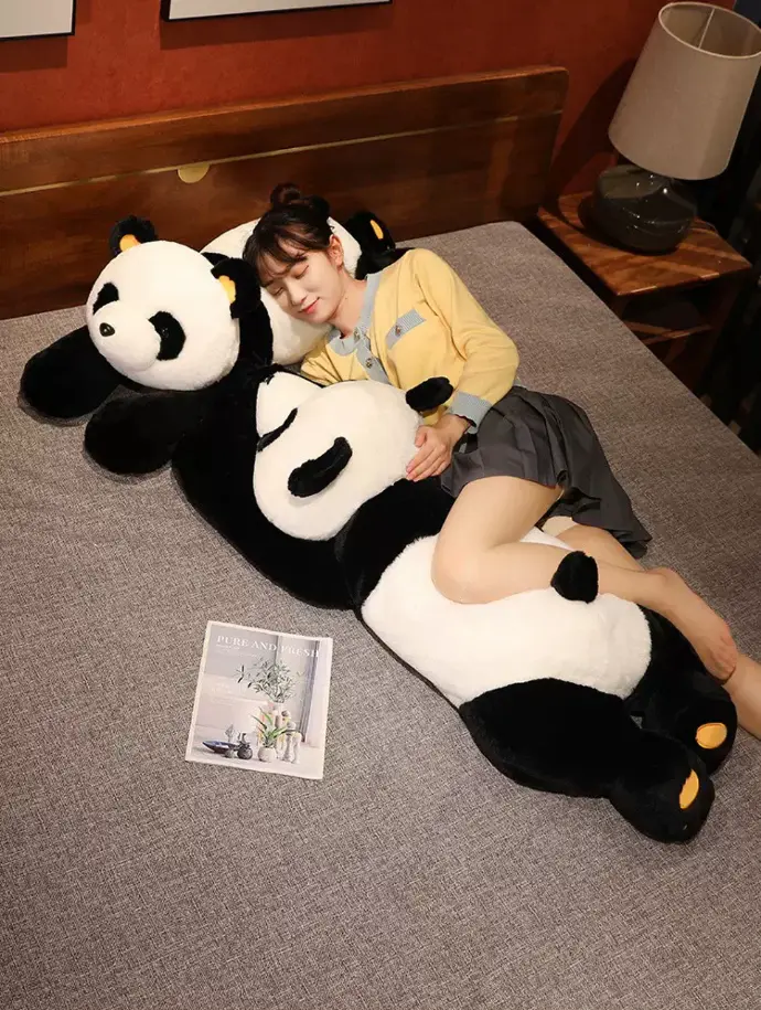 Peluche panda Oreiller fille dormir poupée panda géant sommeil clip jambe poupée poupée mignon doux câlin ours peluche jouet