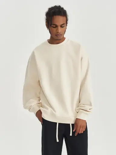 sweat-shirt à col rond en peluche de couleur unie lourd haute qualité pour hommes, blockbuster lâche, épaissi