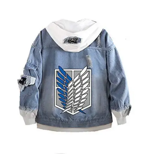 Attack on Titan veste bf style à capuche freedom wings secondary anime denim jacket amazon